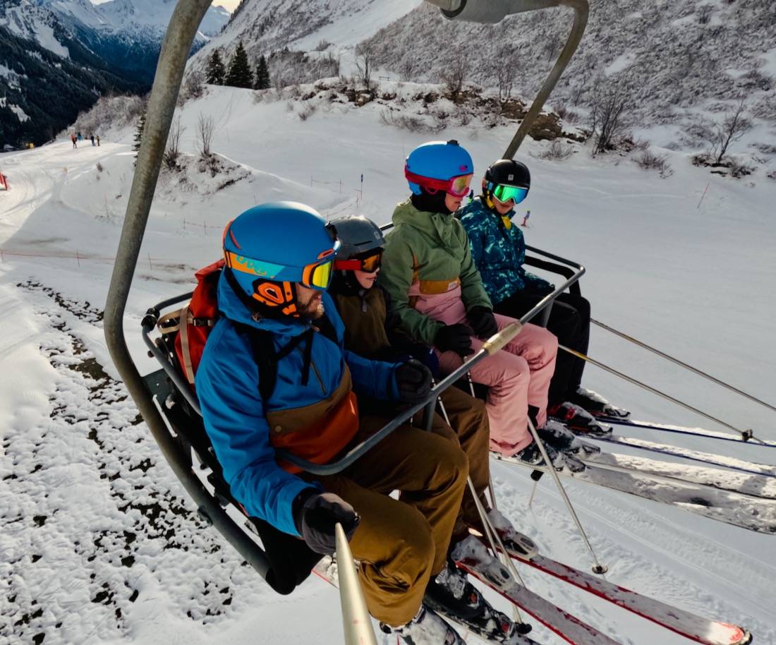 Fravley im Sessellift im Faschina