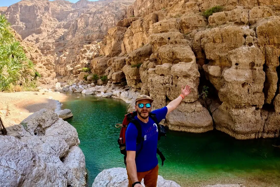 Thomas im Wadi Shab im Oman