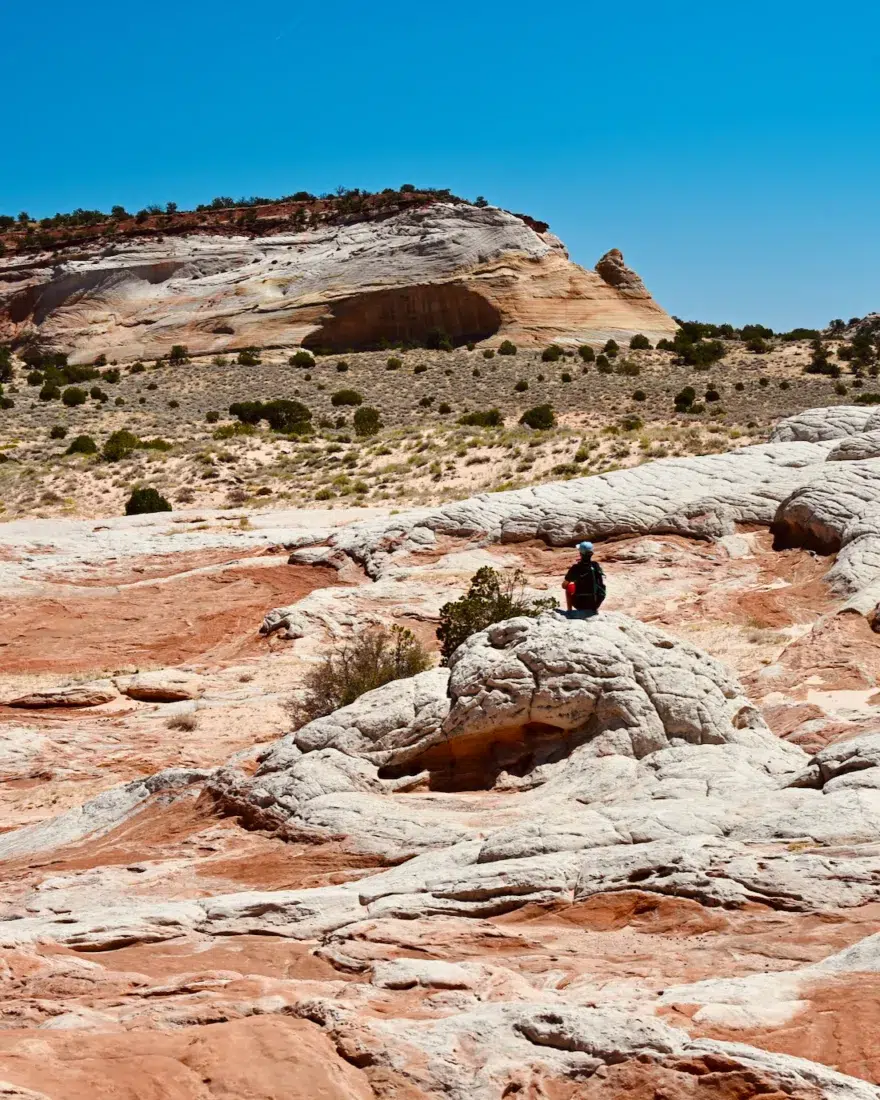 Flo sitzt im Vermilion Cliffs National Monument