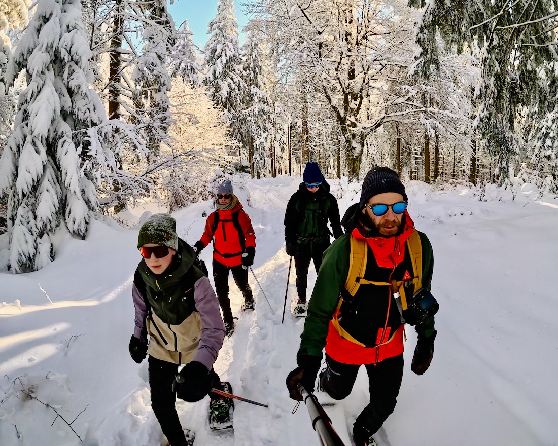 Fravely im Fichtelgebirge mit Schneeschuhen
