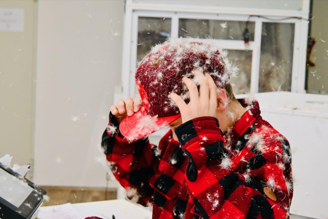 Flo ist voll mit Daunen