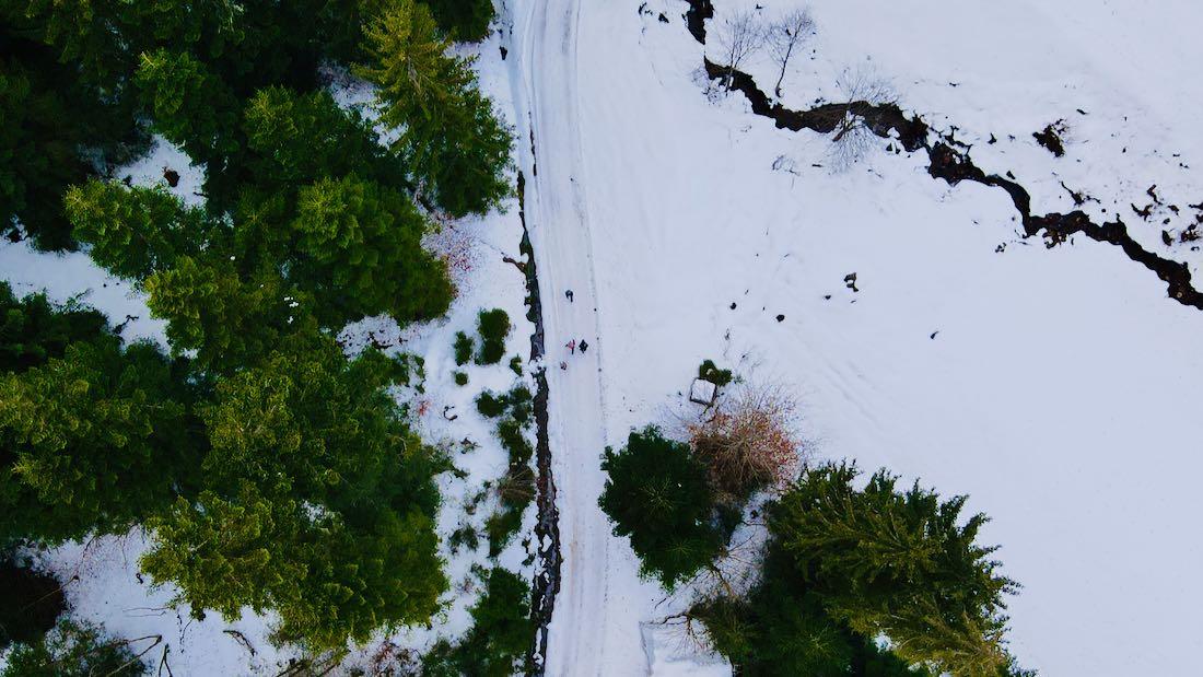 Winterwandern aus der Luft fotografiert an der Hohen Salve